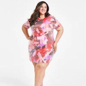 Nina Parker Short-sleeve Sequin Dress In Paint Colorblock